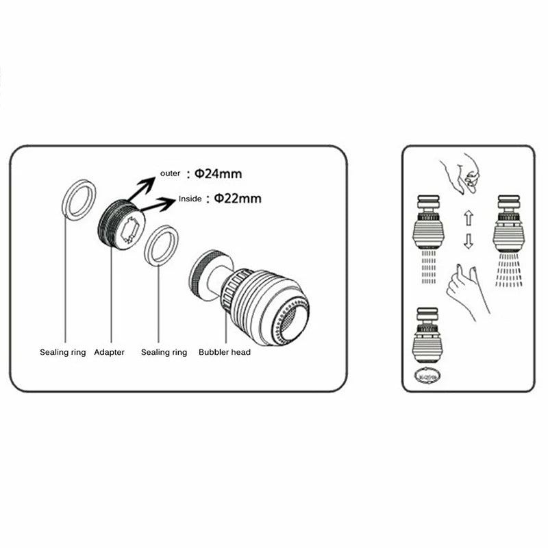 Robinet économiseur d'eau rotatif à 360 degrés, coude diffuseur d'aérateur, buses de robinet, filtre à eau de cuisine, connecteur de robinet, barboteur de douche